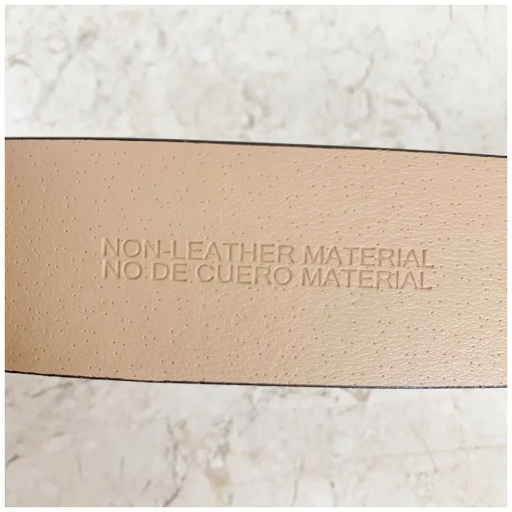 A New Day M Black Belt NEW Faux Vegan Leather Gold Buckle + Grommets Punk Edgy